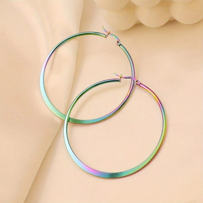 1 Pair Simple Style Round Plating 304 Stainless Steel 18K Gold Plated Earrings