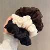 cute large hair scrunchies hair accessories coffee color milky white headdress