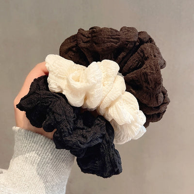 cute large hair scrunchies hair accessories coffee color milky white headdress