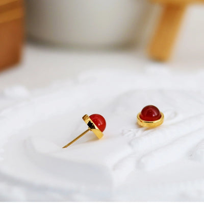 1 Pair Simple Style Geometric Inlay 304 Stainless Steel Agate 18K Gold Plated Ear Studs