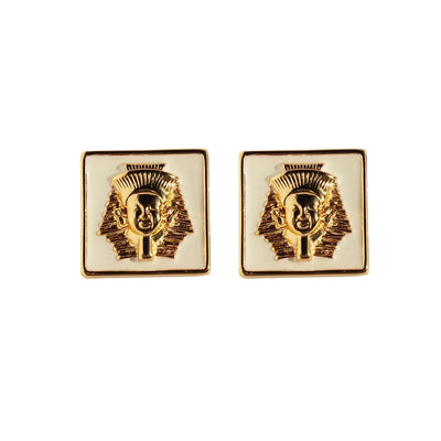 1 Pair Vintage Style Exaggerated Cool Style Geometric Square Enamel Plating Three-dimensional Brass 24K Gold Plated Ear Studs