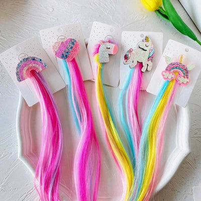 cartoon style rainbow  cloth handmade hair clip 1 piece