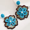 1 Pair Vacation Sweet Classic Style Flower Inlay Synthetic Fibre Alloy Beads 14K Gold Plated Drop Earrings