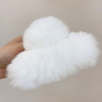 women's simple style solid color plush hair claws