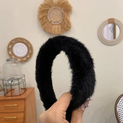 Autumn and Winter Essential New Mink-like Solid Color Classic Multi-Color Headdress Hair Hoop Hairpin Sweet Hairband Female Complex Fashion