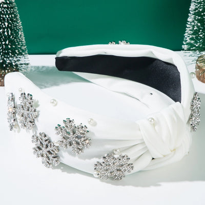 Christmas Elegant Women's Snowflake Alloy Pearl Inlay Rhinestones Hair Band