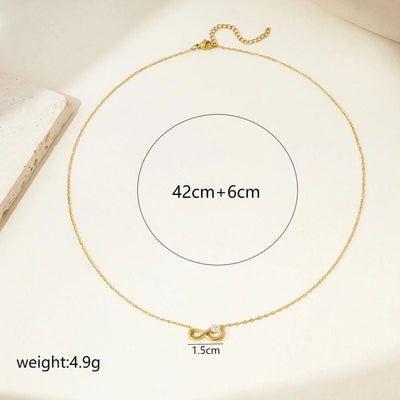 Jewelry Simple Style Classic Style Infinity 304 Stainless Steel Rhinestones 14K Gold Plated Inlay Stainless Steel Necklaces