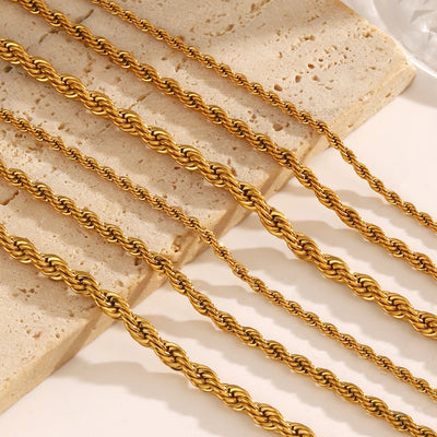 Jewelry Simple Style chain Twist 304 Stainless Steel 18K Gold Plated Plating Necklace