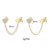 1 Pair IG Style Cute French Style Heart Shape Copper Zircon 24K Gold Plated Dangling Earrings