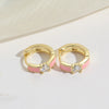 1 Pair Elegant Simple Style Commute Geometric Enamel Copper Zircon 14K Gold Plated Earrings