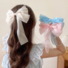 Cream Sweet Mesh Bow Hairpin Super Fairy Top Clip Back Head Hairpin Hair Accessories  Spring Clip