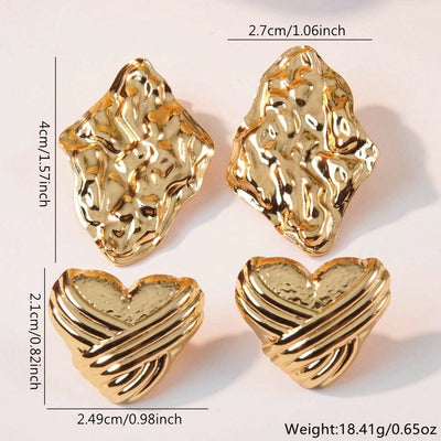 1 Set Novelty Classic Style Streetwear Geometric Heart Shape Bow Knot Inlay 304 Stainless Steel Pearl Imitation Gold  Ear Studs