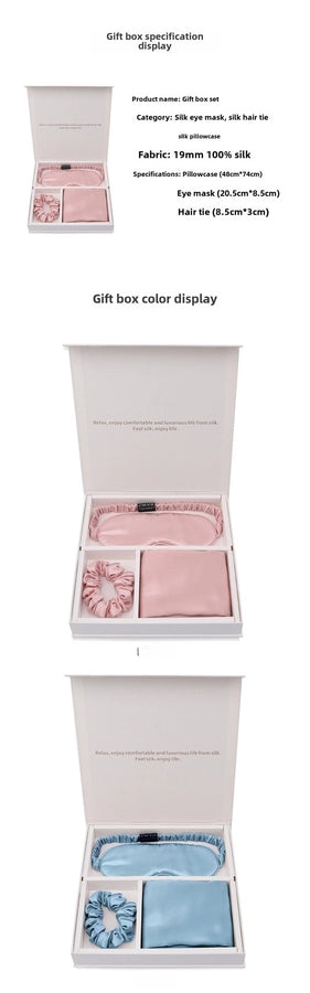 Butterfly embroidered silk gift three-piece set 100%  silk silk eye mask hair band pillowcase gift box travel set