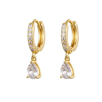 1 Pair Elegant Simple Style Geometric Copper Zircon 24K Gold Plated Drop Earrings Ear Cuffs