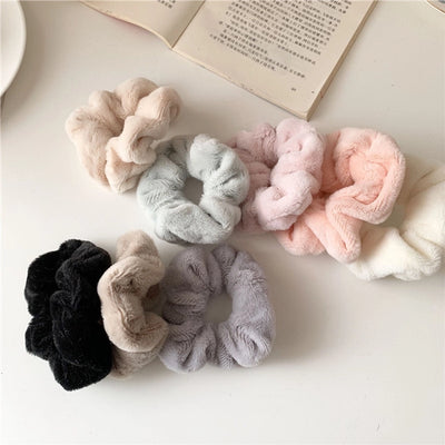 Autumn and Winter New Super Comfortable Plush Bowel Ring Head Rope Mao Mao Large Bowel Ring Fairy Style  Head Rope Internet Celebrant Hair Accessories