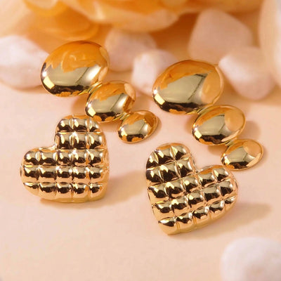 1 Set Novelty Classic Style Streetwear Geometric Heart Shape Bow Knot Inlay 304 Stainless Steel Pearl Imitation Gold  Ear Studs