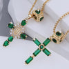 1 Pcs Green Series Cross Creative Pendant Copper Plating 18K Gold Inlaid Cubic Zirconia Necklace with Piercing Love Heart Dot Accessories Removable Wear Simple Fashion for Men Women Daily Wear