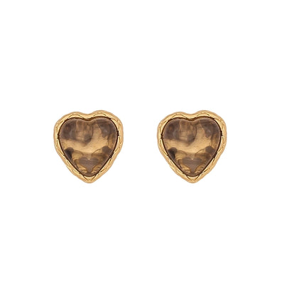 1 Pair Simple Style Commute Heart Shape Inlay 304 Stainless Steel Gem 18K Gold Plated Ear Studs