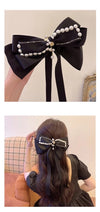 Black Diamond Pearl bow hairpin trendy houndstooth spring clip back head headwear fashionable temperament hair accessories