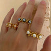 Jewelry Sweet IG Style Flower 316L Stainless Steel  18K Gold Plated Open Rings