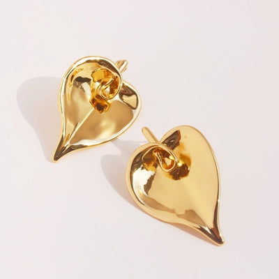 1 Pair Wedding Simple Style Classic Style Heart Shape Brass 24K Gold Plated Drop Earrings