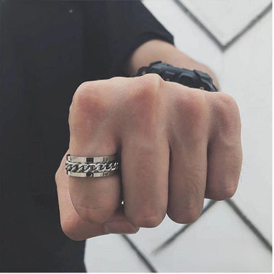 rotating ring chain finger ring titanium steel  chain ring men's and women's rotating stainless steel open beer