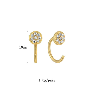 1 Pair IG Style Elegant Simple Style Geometric Copper Zircon 24K Gold Plated Drop Earrings Ear Cuffs Ear Studs