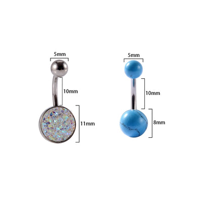 1 Piece Belly Rings Casual Vacation Round 304 Stainless Steel Imitation Pearl Polishing Inlay Natural Stone Zircon 18K Gold Plated