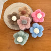 Sweet Flowers Plush Grip Cute Hair Updo Barrettes Color Matching Hair Accessories Autumn and Winter Shark Clip Hairpin  Korean Style Female