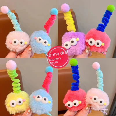 new girl cute three-dimensional cartoon hairpin baby winter funny plush hairpin headdress children's hair accessories