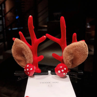 Christmas Cute IG Style Women's Antlers Plush Handmade Hair Clip