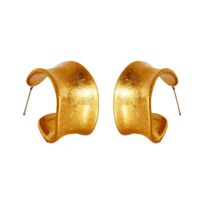 1 Pair Elegant Vintage Style Commute C Shape Irregular Plating Frill Brass 24K Gold Plated Earrings