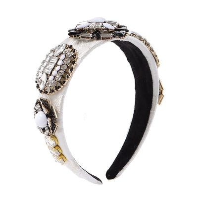 classic style round cloth + rhinestone inlay rhinestones hair band