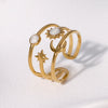 Jewelry Retro French Style Simple Style Sun Star Moon 304 Stainless Steel 18K Gold Plated Enamel Stainless Steel Rings