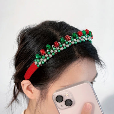 Christmas Elegant Cute Sweet Women's Halloween Pattern Colorful Bell Imitation Pearl Alloy Inlay Rhinestones Hair Band Party Headpieces