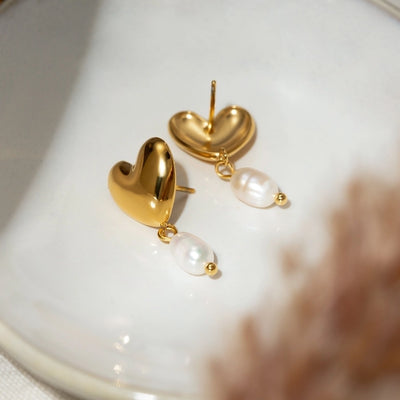 1 Pair Retro Sweet Simple Style Heart Shape 304 Stainless Steel 18K Gold Plated Drop Earrings