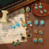 1 Pair Vintage Style French Style Round Square Oval Inlay Alloy Copper Turquoise Pearl Zircon 18K Gold Plated Drop Earrings Ear Studs