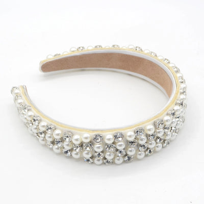 baroque style solid color flannel inlay rhinestones pearl hair band 1 piece