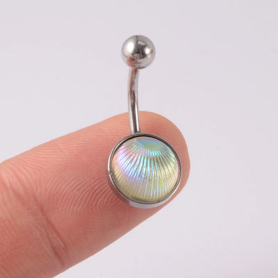 1 Piece Belly Rings Casual Vacation Round 304 Stainless Steel Imitation Pearl Polishing Inlay Natural Stone Zircon 18K Gold Plated