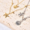 Jewelry Tropical Starfish Shell 304 Stainless Steel Titanium Steel 18K Gold Plated Pendant Necklace