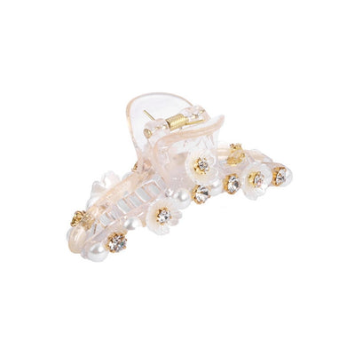 Factory source supply goods grab clip White Crystal Pearl hair clip side clip  antique Hanfu headdress women's grab clip