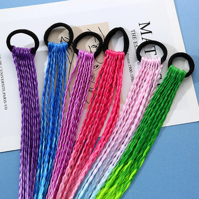 Children's colorful braid ponytail dirty braid accessories hair ring wig headdress children's wig ponytail twist braid