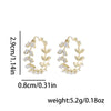 1 Pair Simple Style Classic Style Geometric Leaf Inlay Copper Zircon 14K Gold Plated Earrings