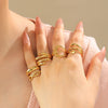 Jewelry Simple Style Roman Style Commute Lines 304 Stainless Steel 14K Gold Plated Plating Hollow Out Rings