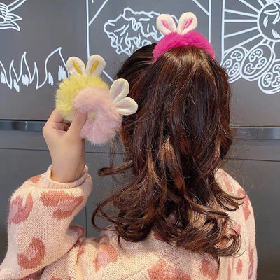 fashion bunny ears plush hair tie 1 piece