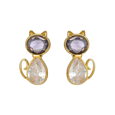 1 Piece IG Style Elegant Streetwear Cat Inlay 304 Stainless Steel 18K Gold Plated Ear Studs