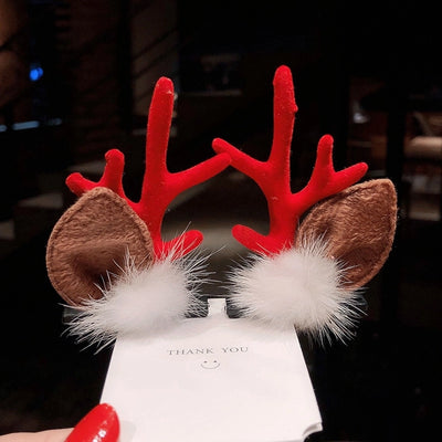 Christmas hairpin new plush Christmas flocking Elk Horn hairpin hair accessories children's holiday dress headdress