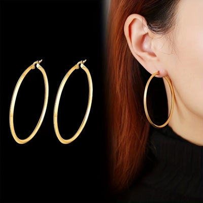 1 Pair Simple Style Round 304 Stainless Steel 18K Gold Plated Earrings