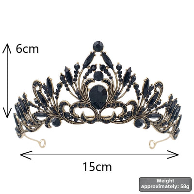 bridal crown rhinestone headdress Baroque black retro simple elegant pageant crown wedding accessories