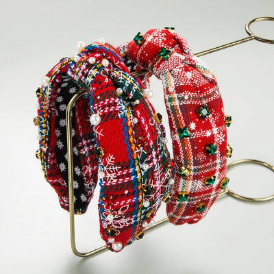 Christmas Glam Luxurious Women's Plaid Snowflake Rhinestone Hair Band